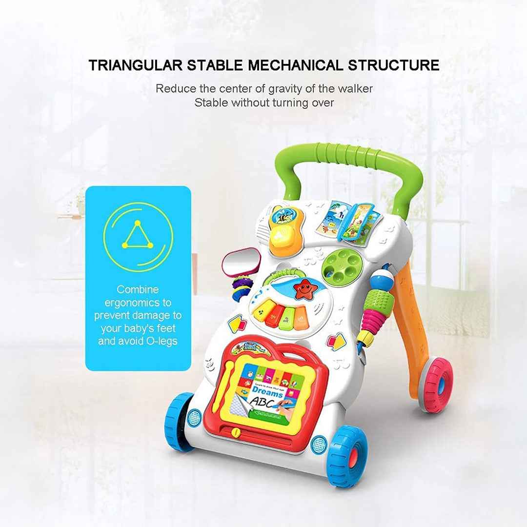 3-in-1 Multifunctional Baby Walker - Learning Toy with Music & Lights