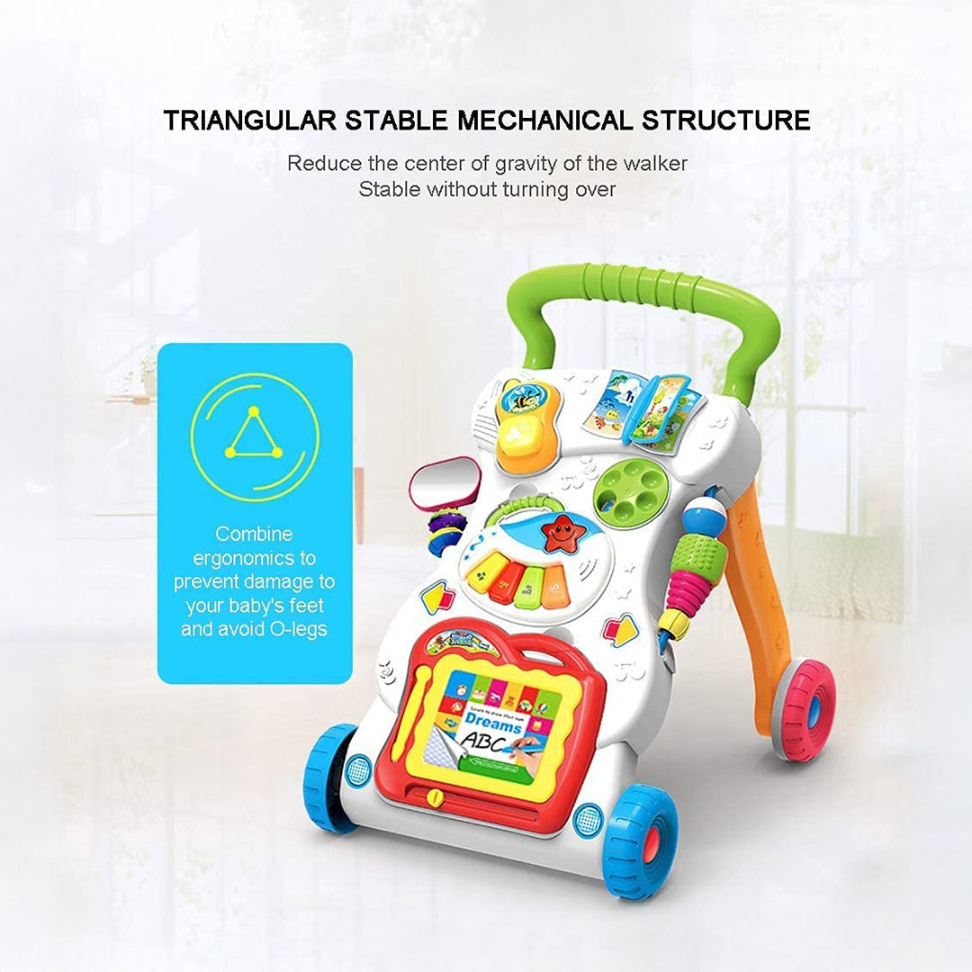 3-in-1 Baby Walker with Music and Lights - Multifunctional Baby Learning Walker
