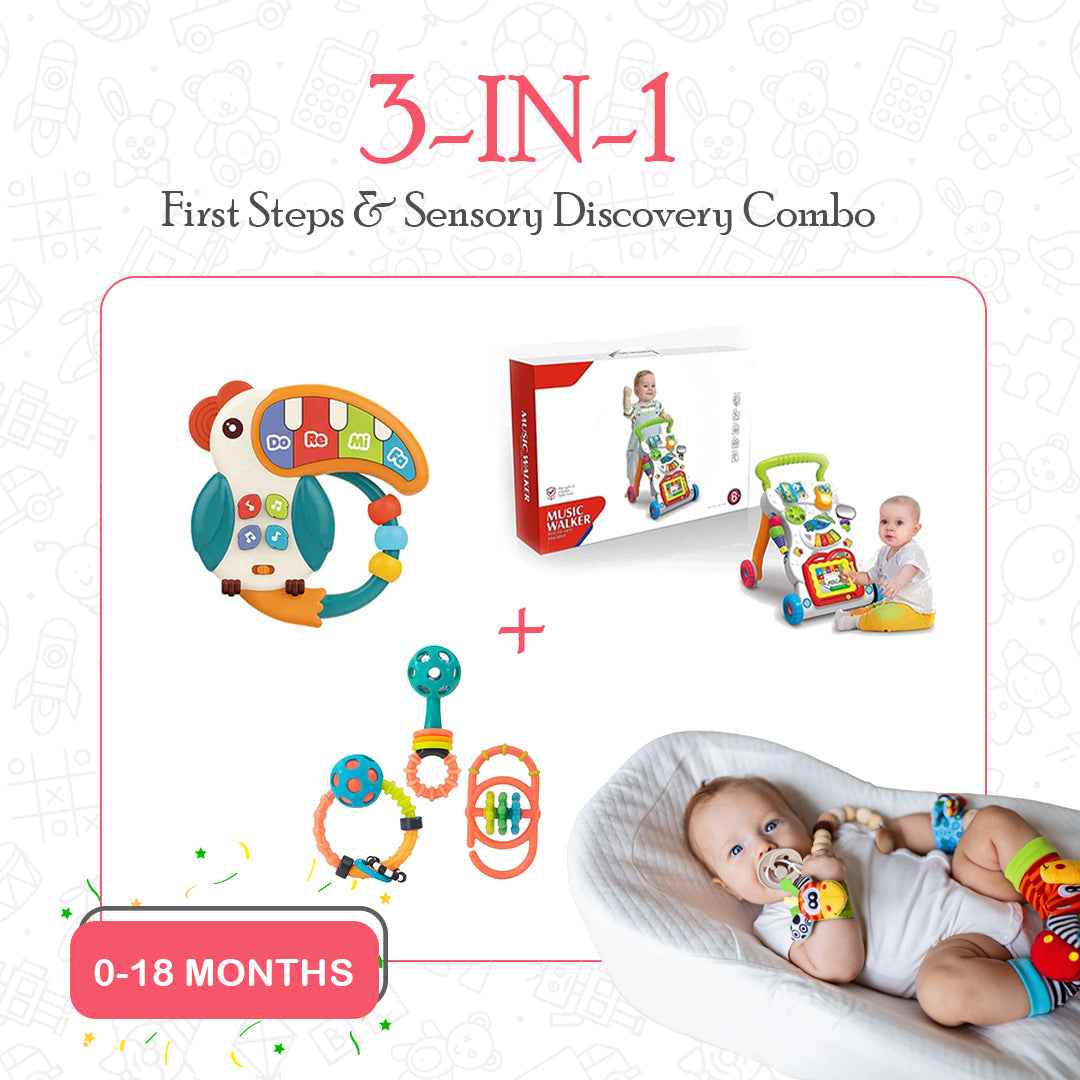 3-in-1 Baby Learning Toy - First Steps & Sensory Discovery (0-18 Months) - Toyspry