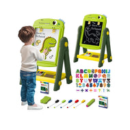 3-in-1 Kids Learning Easel with Drawing Board, Magnetic Board, and Chalkboard