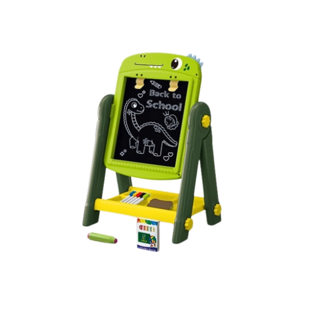 3-in-1 Kids Learning Easel with Drawing Board, Magnetic Board, and Chalkboard