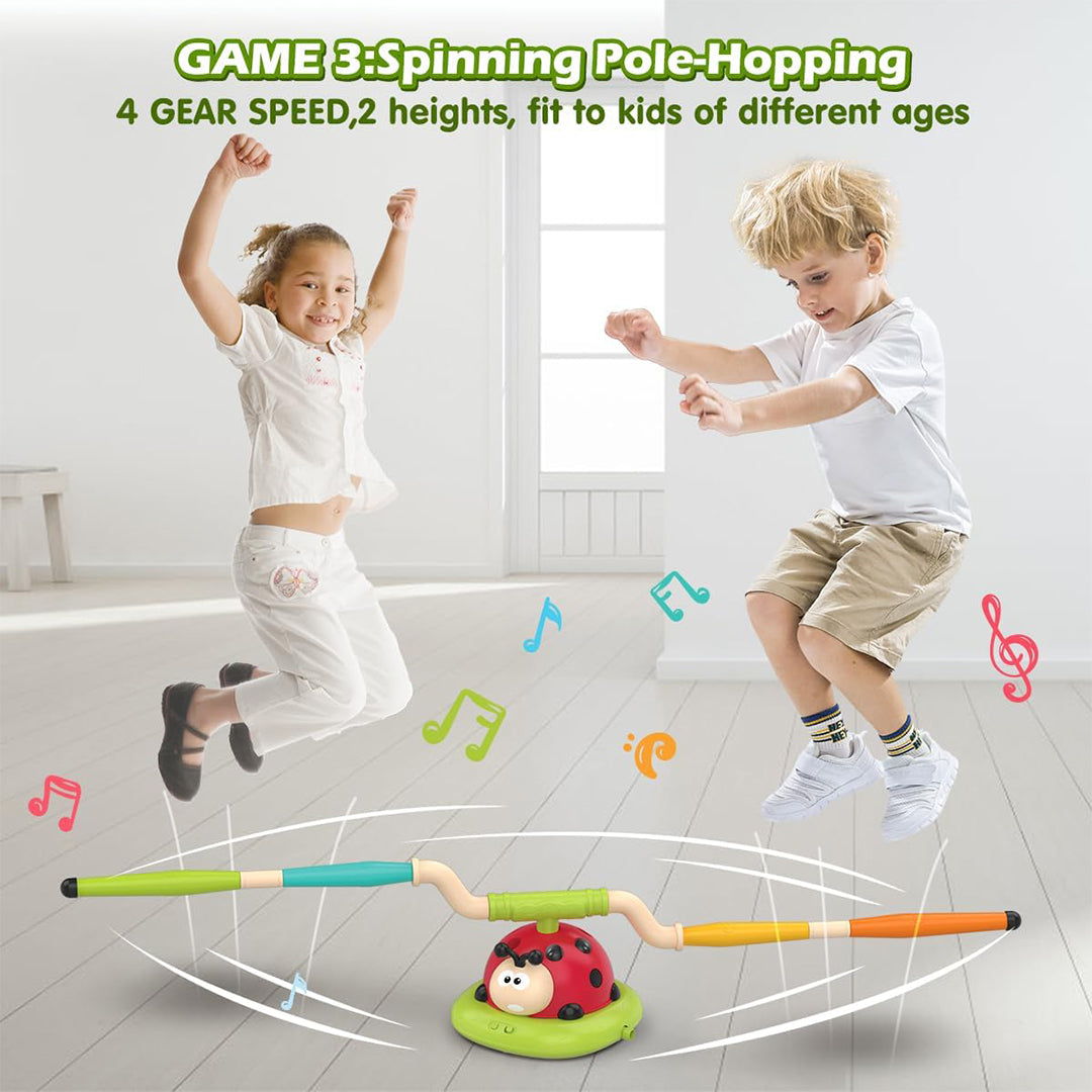 Kids Playing Musical Jump Game with Spinning Pole and Remote Control
