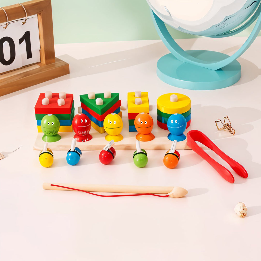 "3Educational toy for kids, magnetic fishing game"