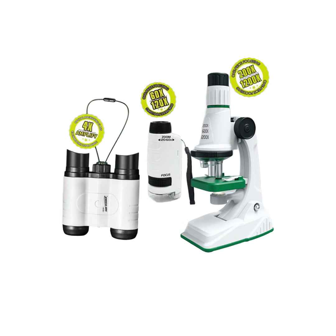 3-in-1 Portable Kids Microscope STEM Toy with LED Light - Toyspry