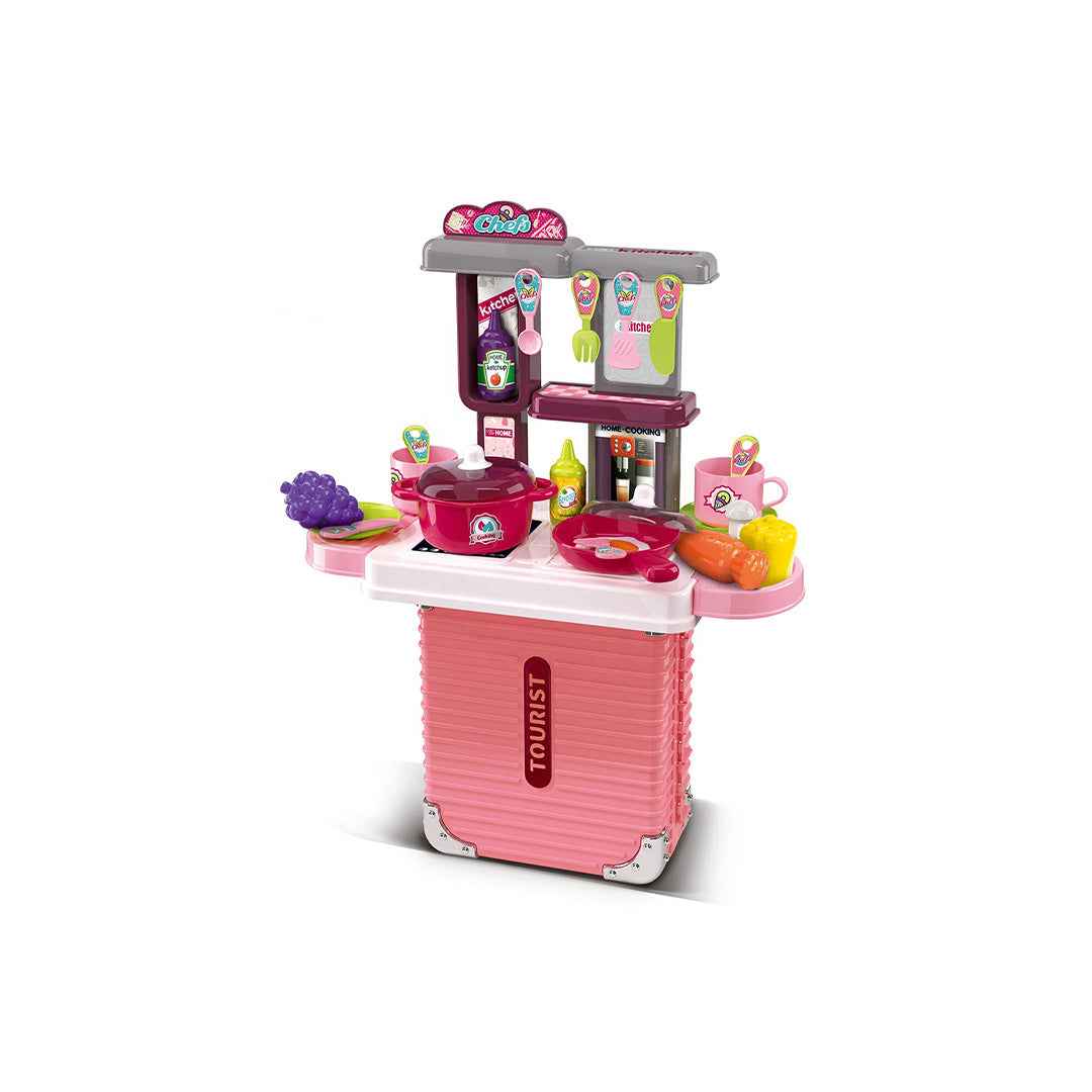 33-Piece Kids Kitchen Set with Trolley - Portable Carry Case Toy - Toyspry
