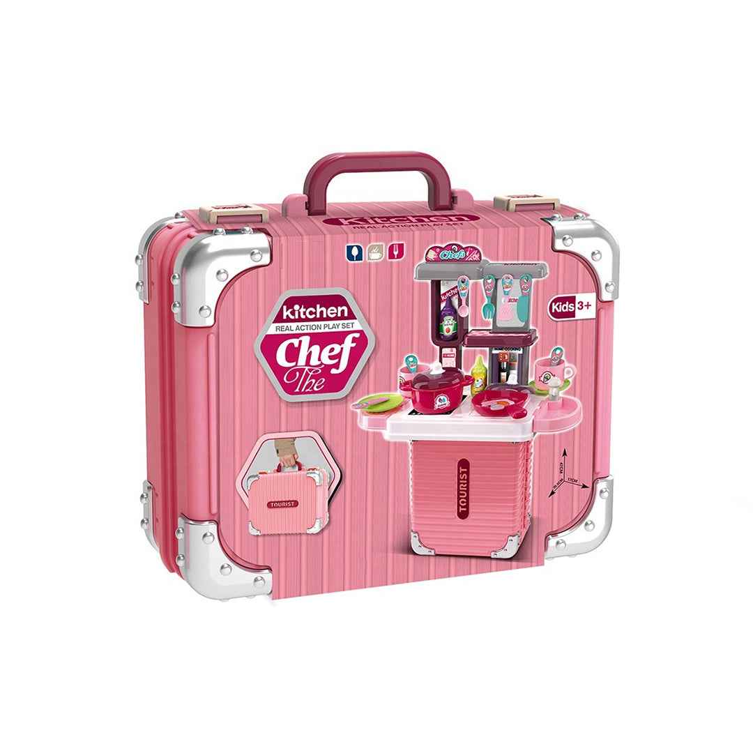 33-Piece Kids Kitchen Set with Trolley - Portable Carry Case Toy - Toyspry