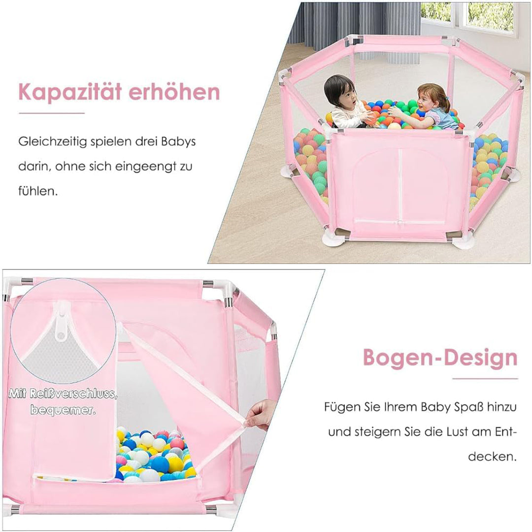 Foldable Baby Playpen: Floor-Mounted Safety Activity Center + 20 Balls