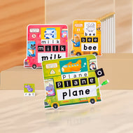 4-in-1 Preschool Educational English Learning Toy - Animal Cognitive Bus with Word Spelling and Writing Board