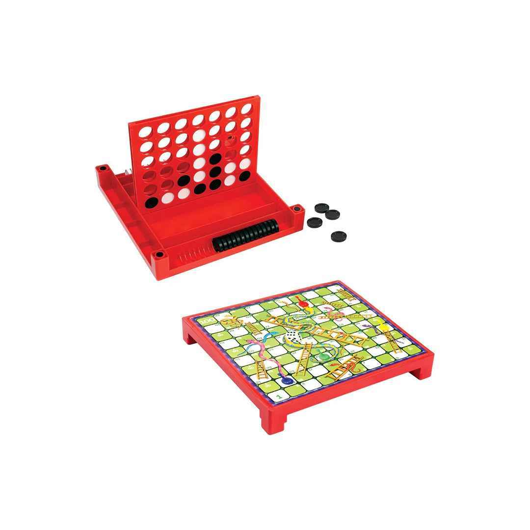 Ambassador 2-in-1 Board Game Combo: 4-in-a-Row & Snakes and Ladders - Toyspry
