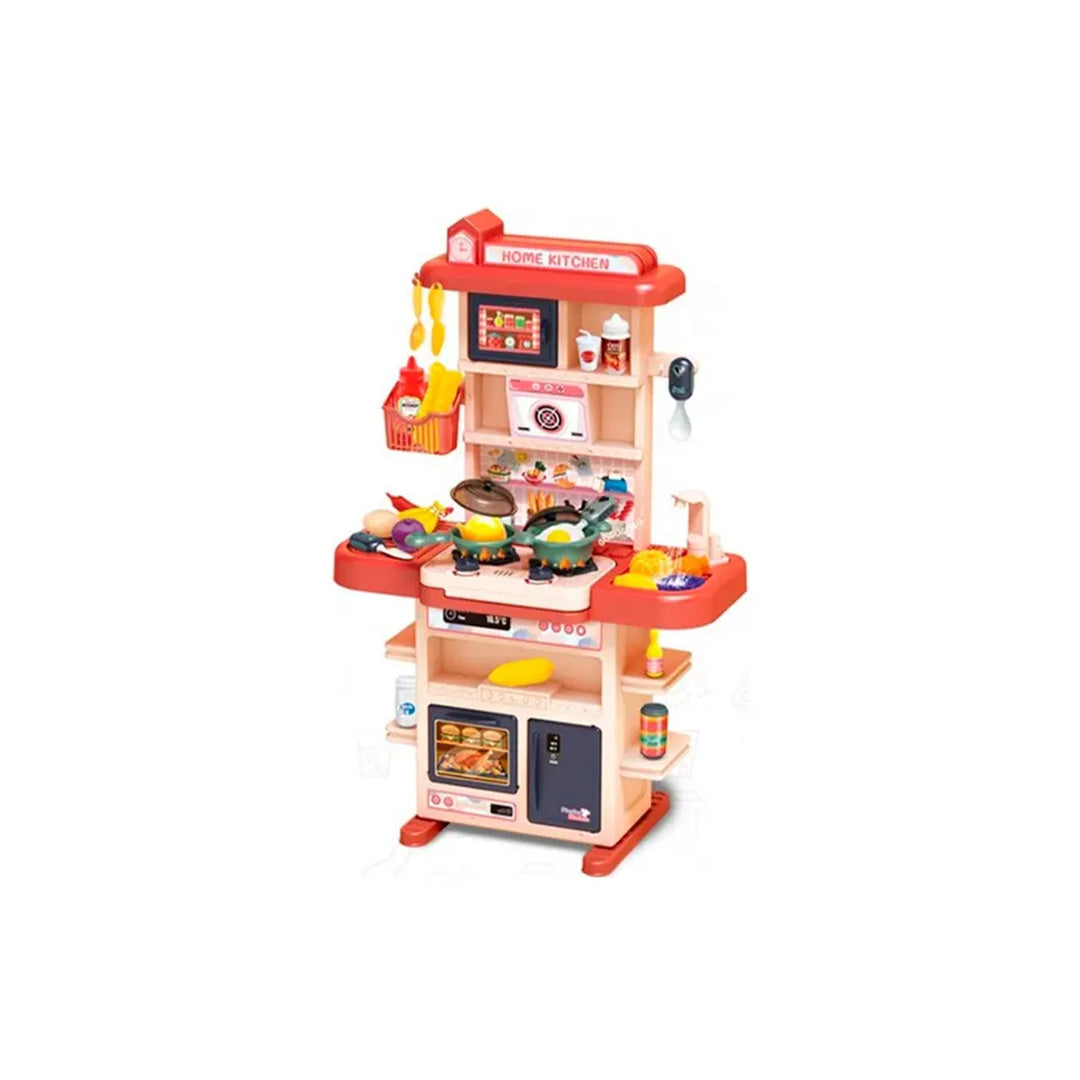 Close-up of the kitchen toys and utensils included in the 43-piece set.