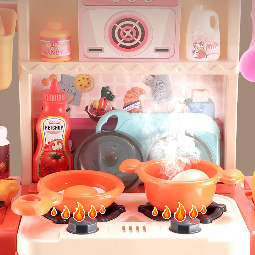 43-Piece Modern Kids Toy Kitchen - Real Steam & Water Circulation - Toyspry