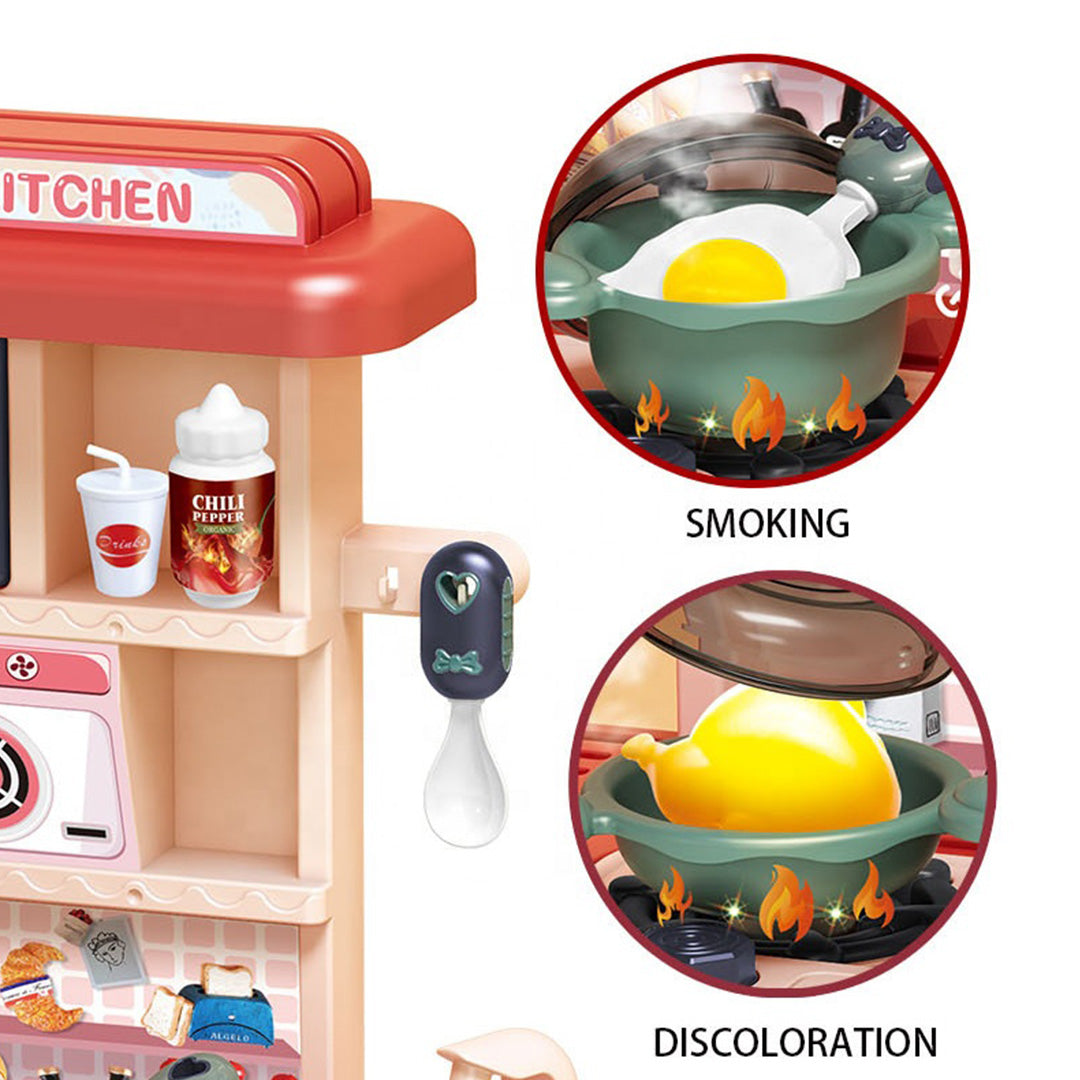 43-Piece Modern Kids Toy Kitchen - Real Steam & Water Circulation - Toyspry