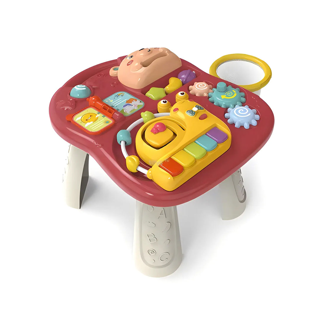 Infant using Push Walker with Music and Lights for Early Learning