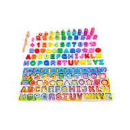 6-in-1 Wooden Educational Math Puzzle for 3 Year Old Kids - Busy Board with Color Matching and Fishing Game