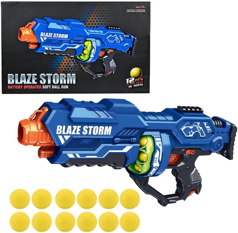 Blaze Storm Battery Operated Soft Ball Toy Gun with 12 Foam Balls