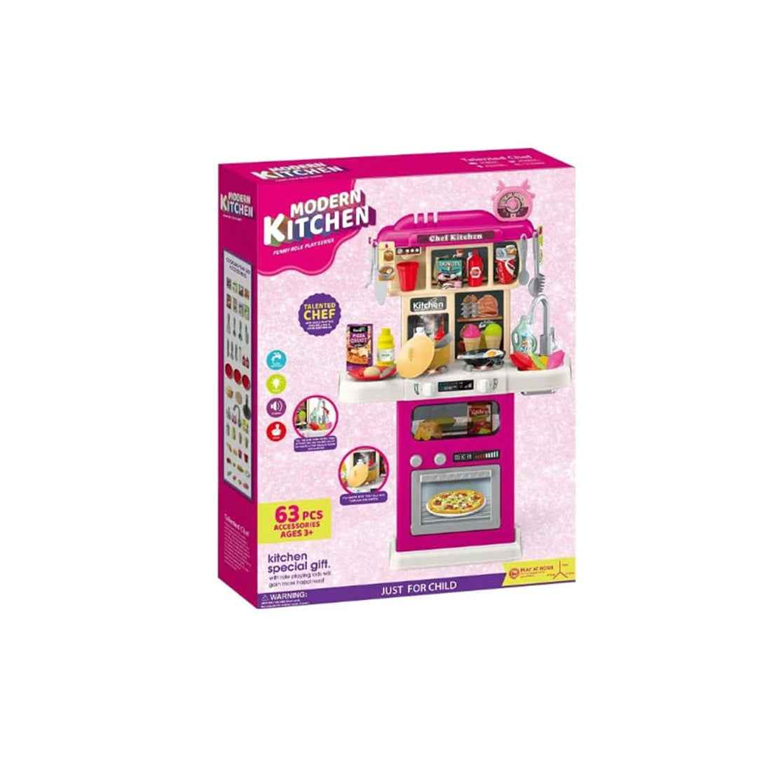 63-Piece Pretend Play Kitchen Set - 75cm Little Chef Play Center - Toyspry