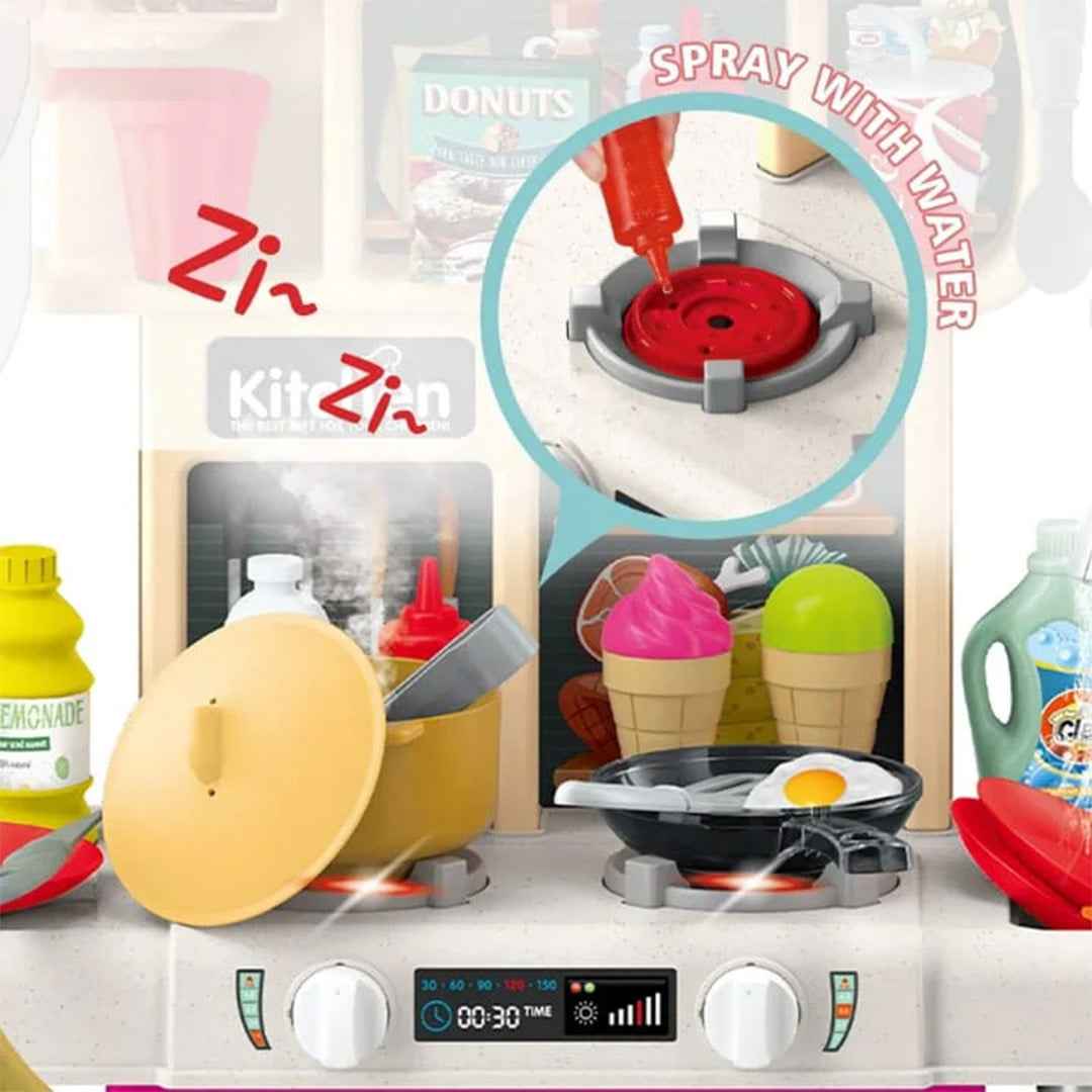63-Piece Pretend Play Kitchen Set - 75cm Little Chef Play Center - Toyspry