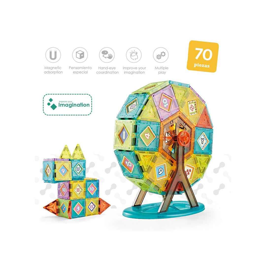 70-Piece Magnetic Ferris Wheel Building Toy Set - Toyspry