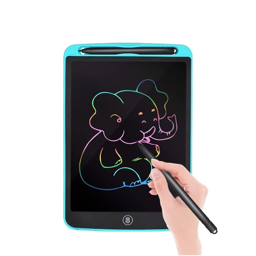 Child happily drawing and writing on the reusable doodle board.