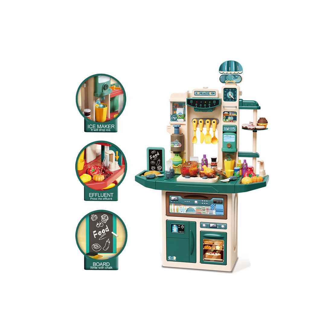 88-Piece Kids Play Kitchen Set - Real Steam & Water Pump - Toyspry