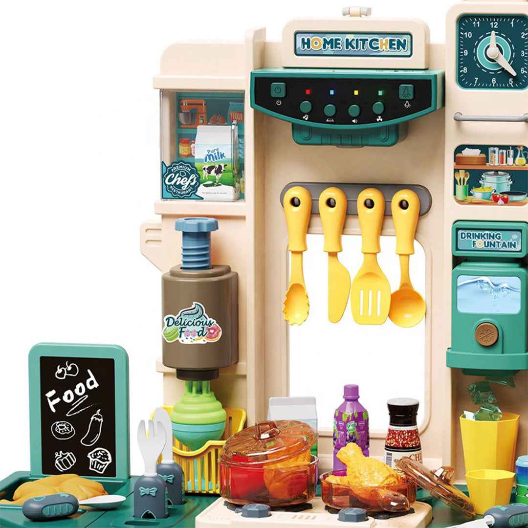 88-Piece Kids Play Kitchen Set - Real Steam & Water Pump - Toyspry