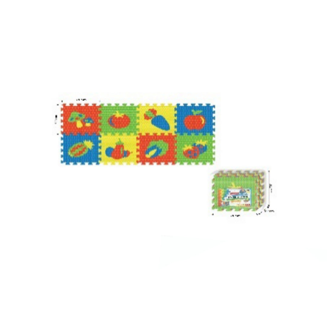 Fruit and Vegetable Puzzle Play Mat - 8 Piece Interlocking Learning Mat for Kids