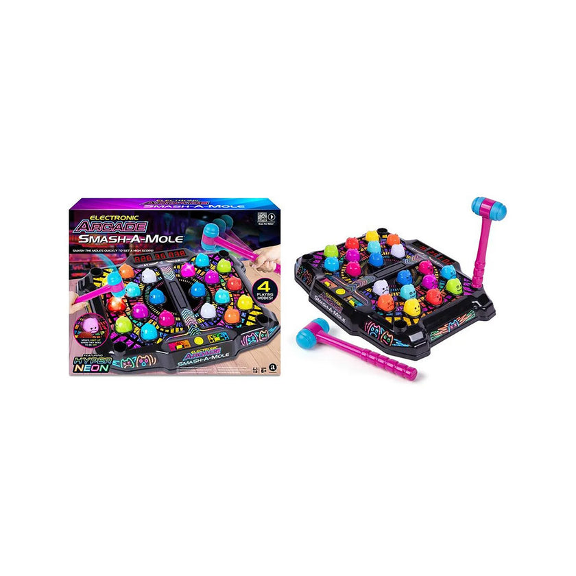 Ambassador Electronic Arcade Smash-A-Mole Game - Hyper Neon Series | Fun Educational Reflex Game