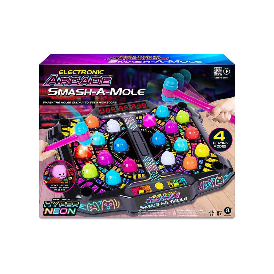 Ambassador Electronic Arcade Smash-A-Mole Game - Hyper Neon Series | Fun Educational Reflex Game