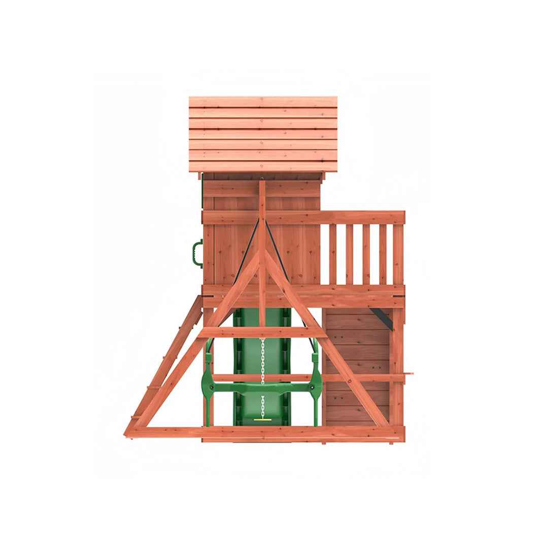 Kiddoro Playful Peaks - Wooden Treehouse Playground Swing Set