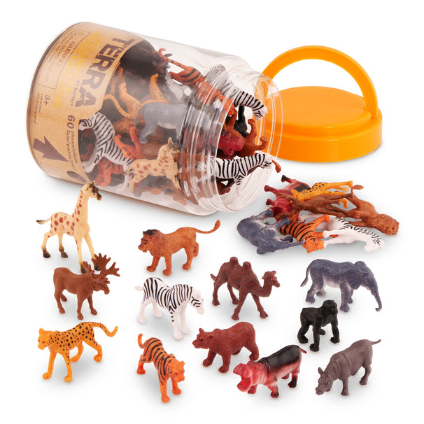 Terra Miniature Wild Animals - 60-Piece Toy Figure Set