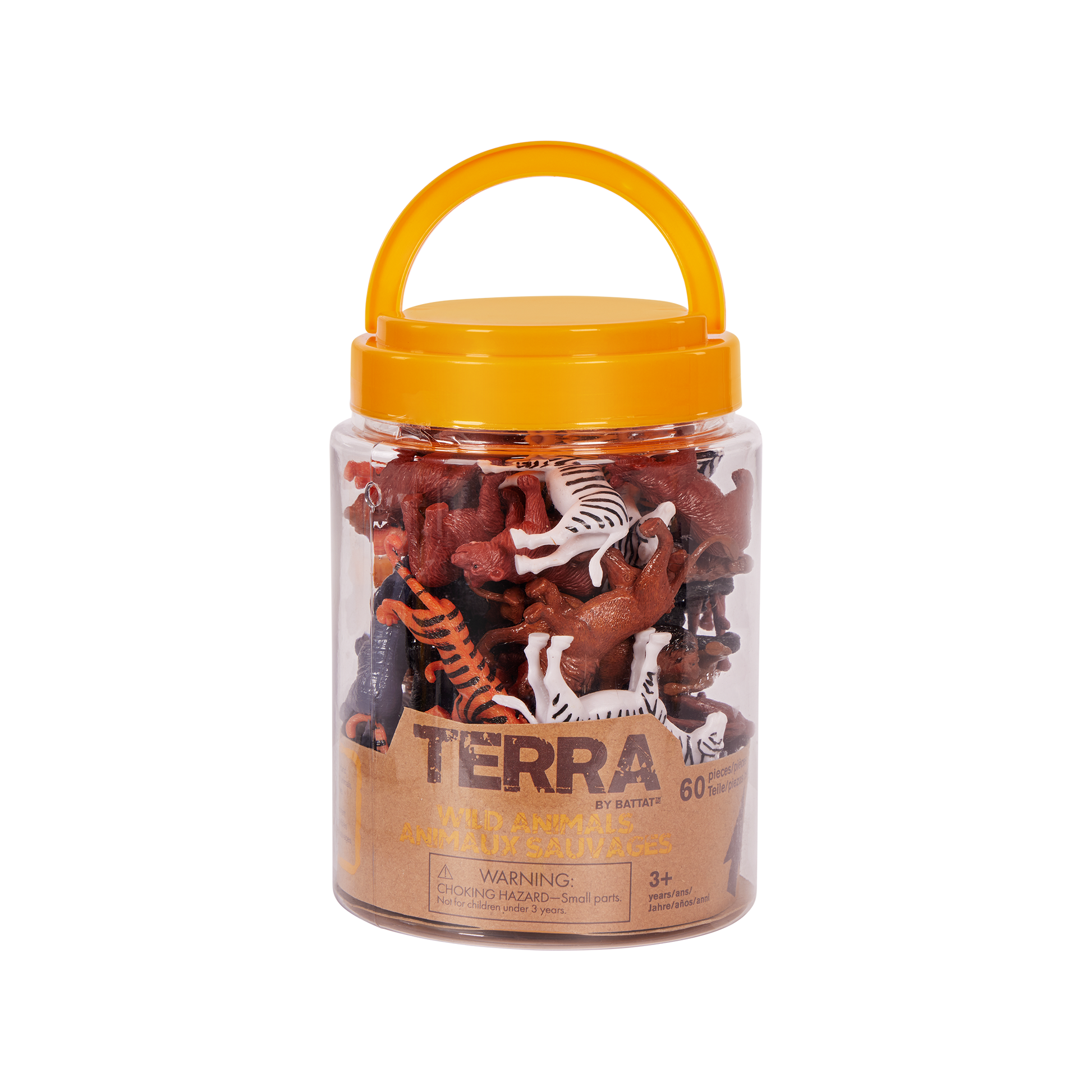 Terra Miniature Wild Animals in a Tube - 60 Piece Animal Toy Set for Kids