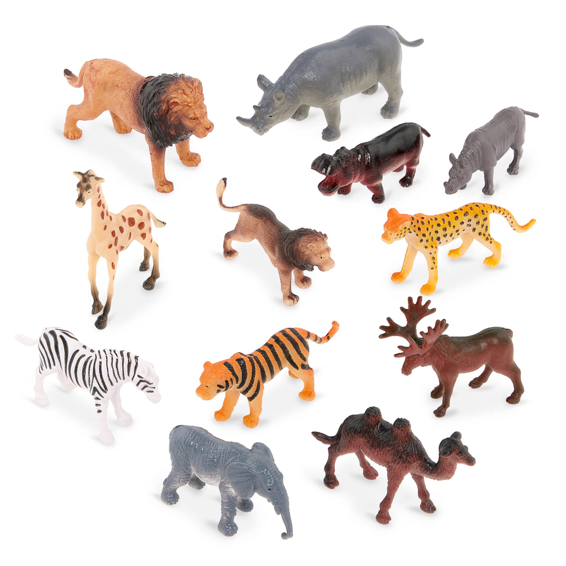 Terra Miniature Wild Animals in a Tube - 12 Piece Animal Figure Set for Kids