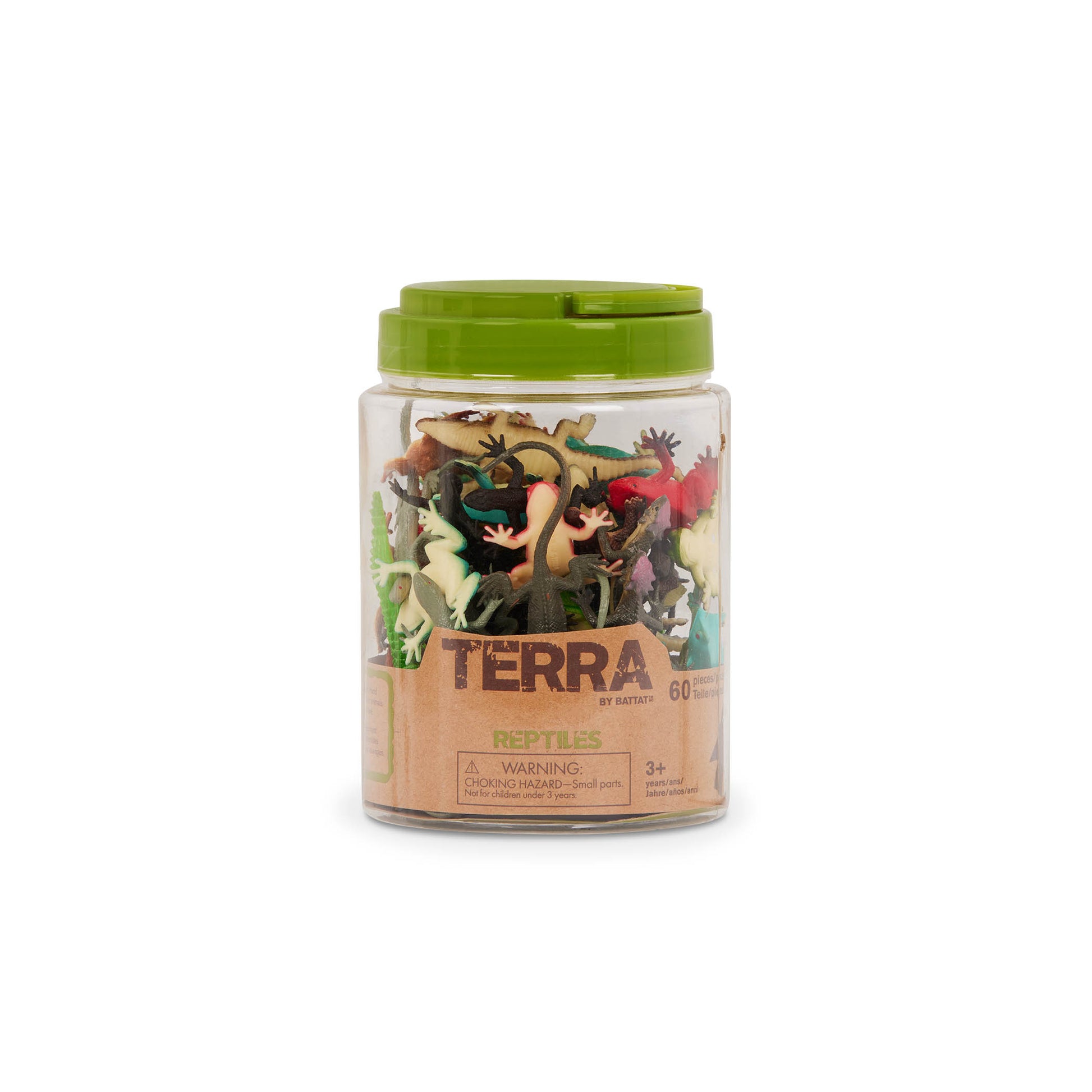 Terra Miniature Reptiles & Amphibians in a Tube - 60 Piece Animal Toy Set for Kids