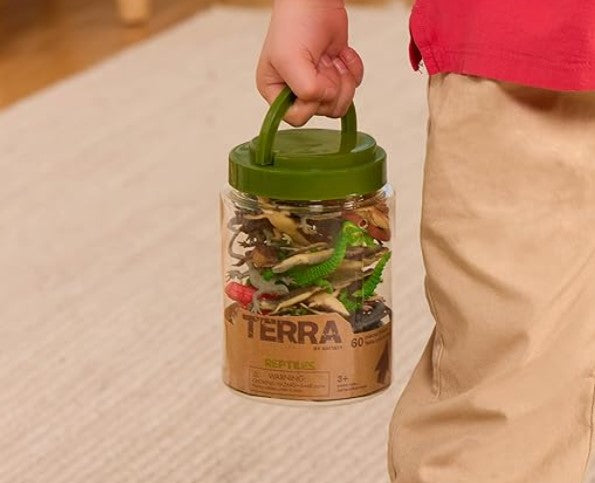 Terra Miniature Reptiles & Amphibians in a Tube - 60 Piece Animal Toy Set for Kids