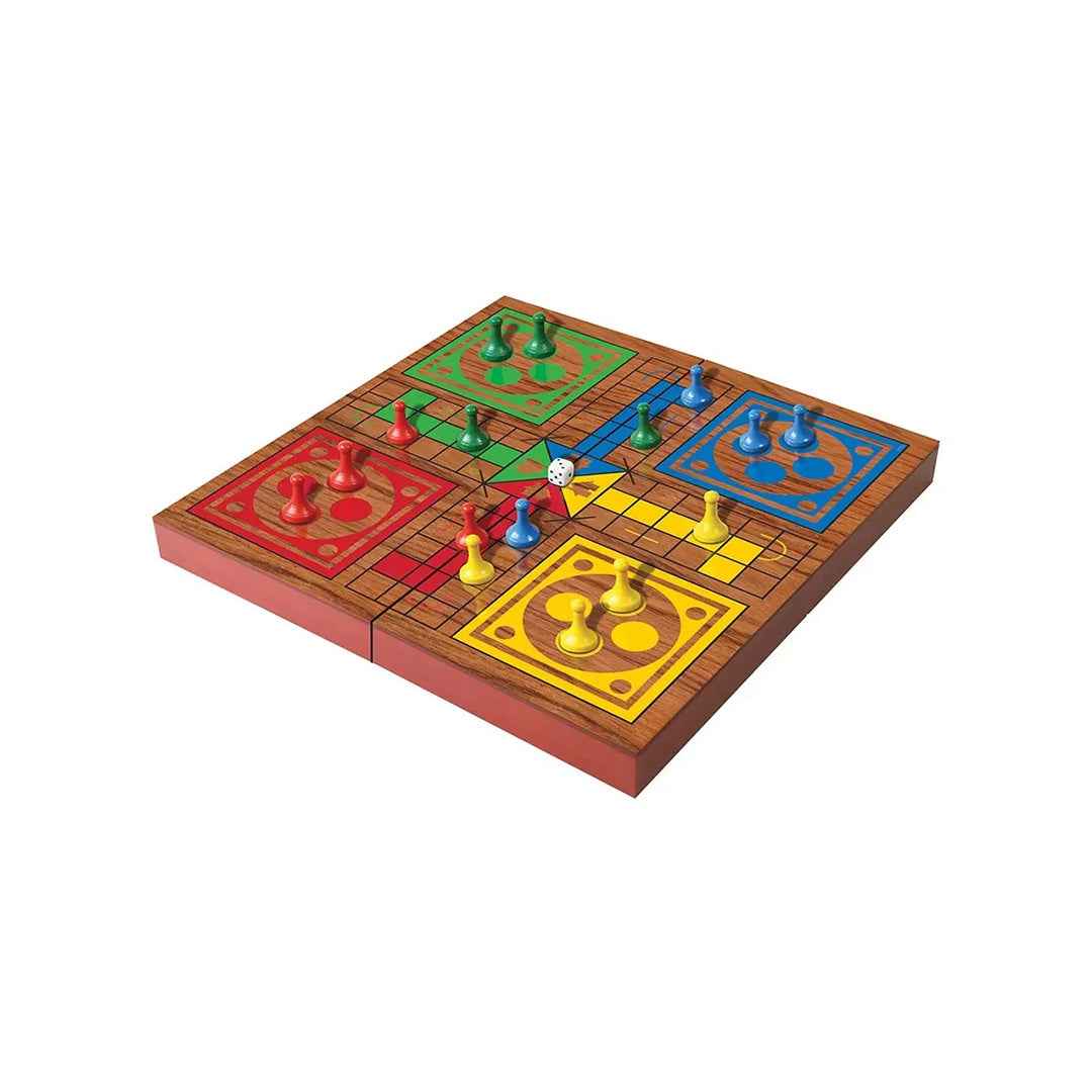 Ambassador Folding Wood Ludo Set | Classic Educational Travel Game for Kids