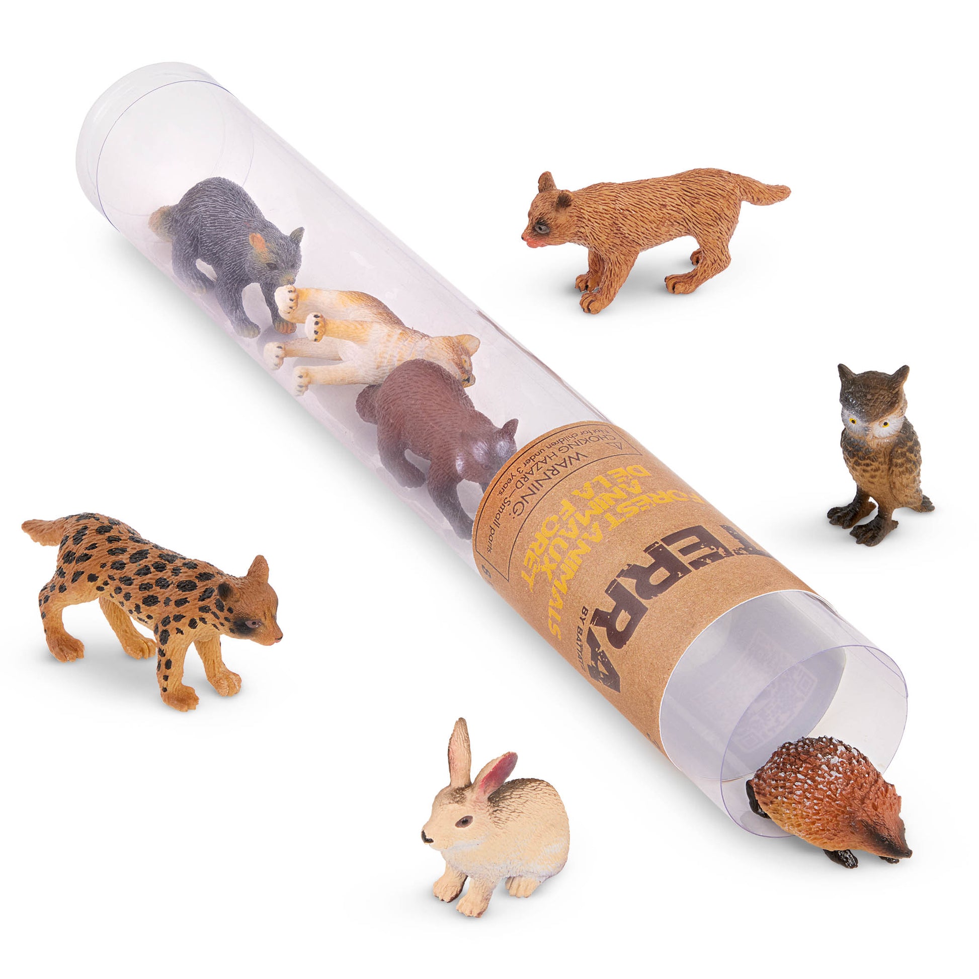 Terra Forest Animals in a Tube - 8 Piece Miniature Animal Toy Set for Kids