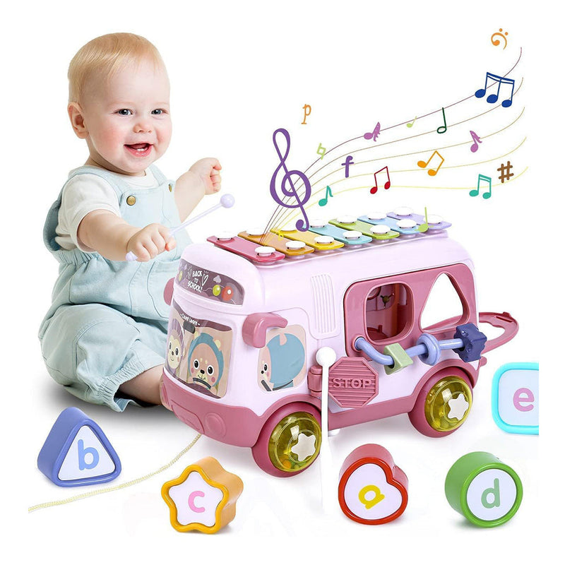 5-in-1 Musical School Bus Toy & Baby Xylophone