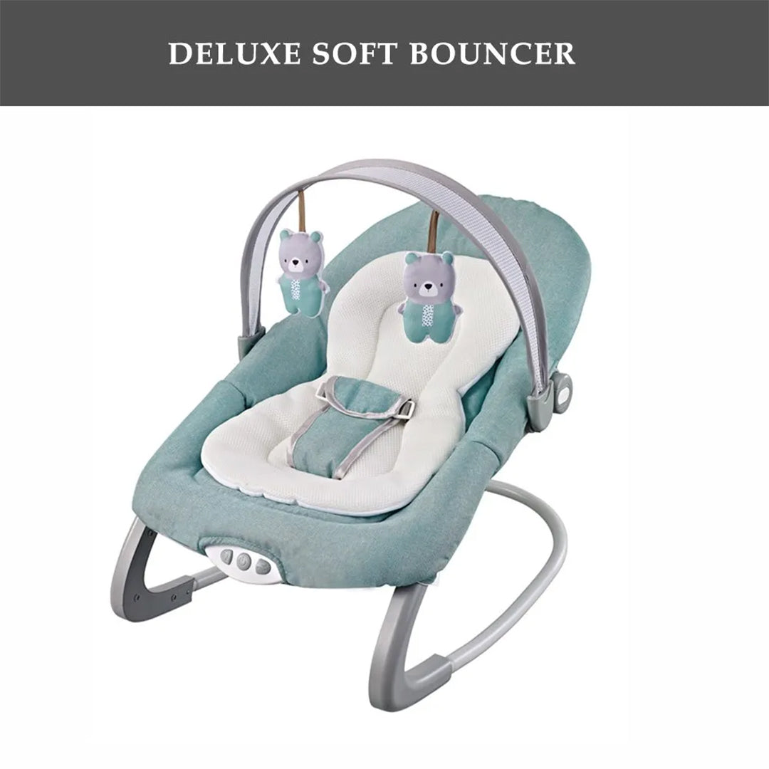 Baby Bouncer with Music & Vibration - Light Green - Removable Toys