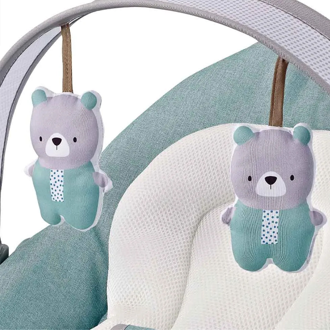 Close-up of the Fitch Baby Bouncer toy bar