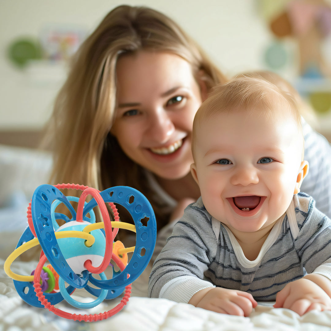 Silicone Teether & Sensory Rattle Balls - BPA-Free Baby Toy (3+ Months) - Toyspry