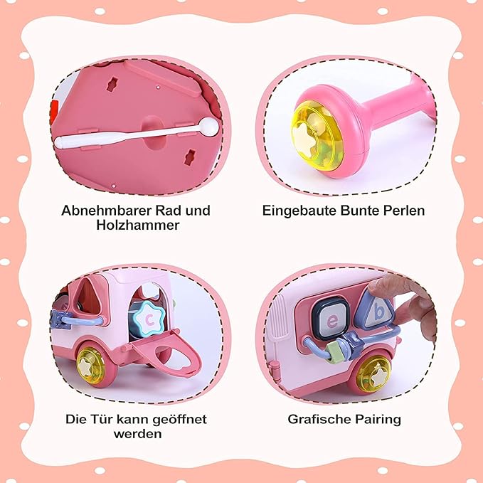 3-in-1 Musical School Bus Toy | Baby Xylophone & Shape Sorter | Toyspry Dubai