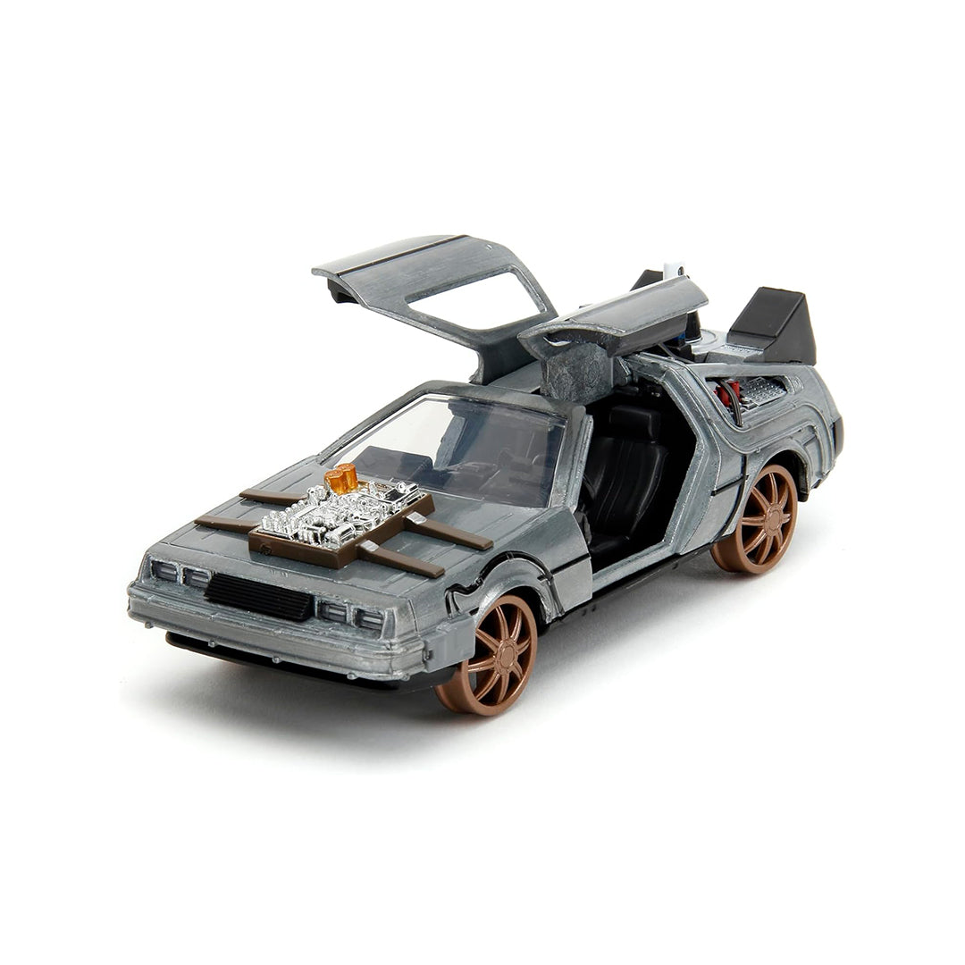 Back to the Future Part III Time Machine - 1:32 Diecast Model Car (Rail Wheels) - Toyspry