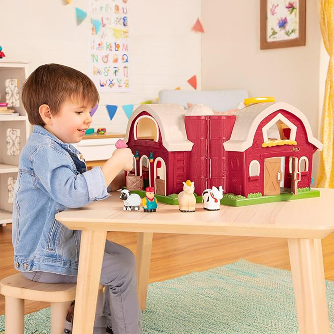 Battat Big Red Barn Farm Animal Playset - Foldable Barn Toy for Toddlers