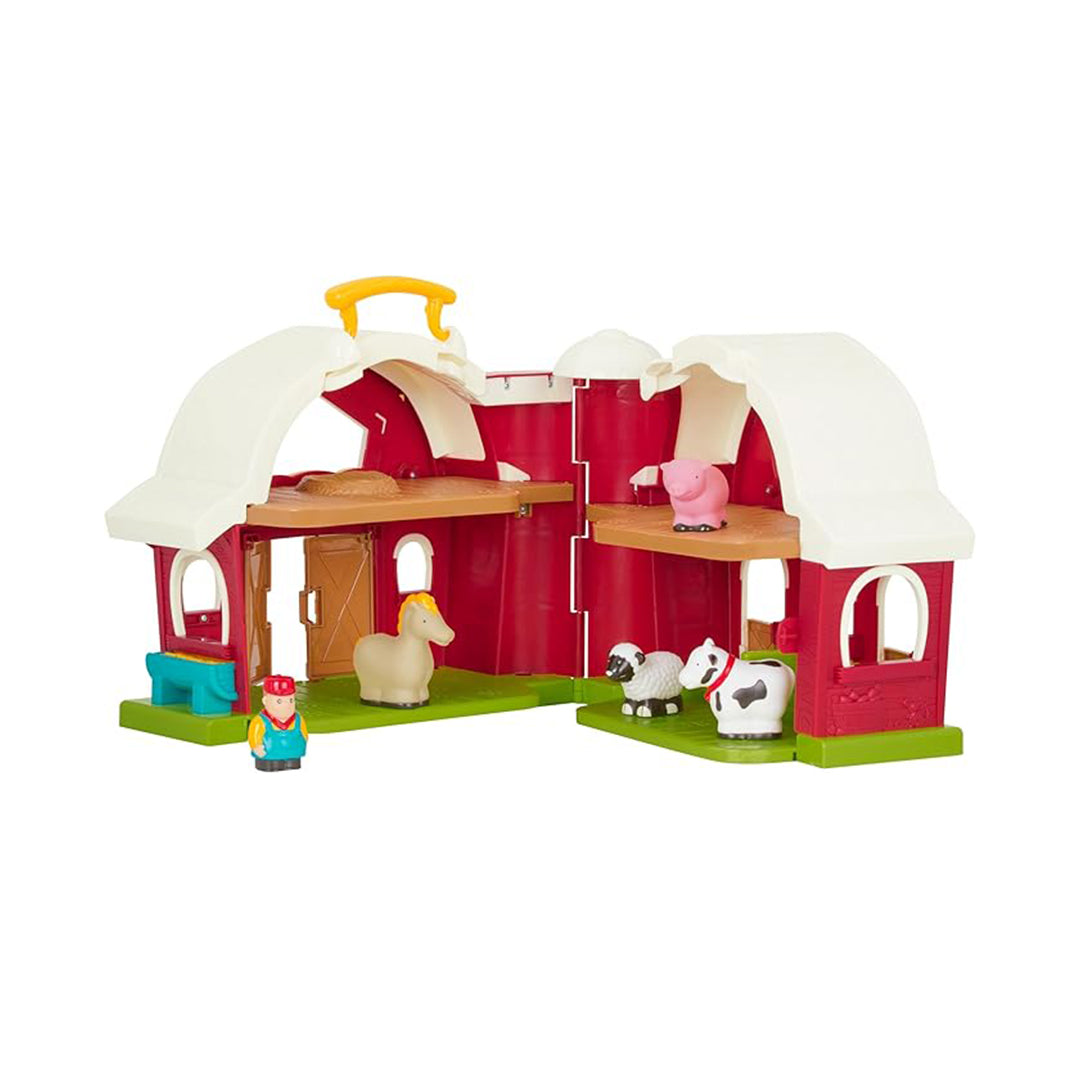 Battat Big Red Barn Farm Animal Playset - Foldable Barn Toy for Toddlers
