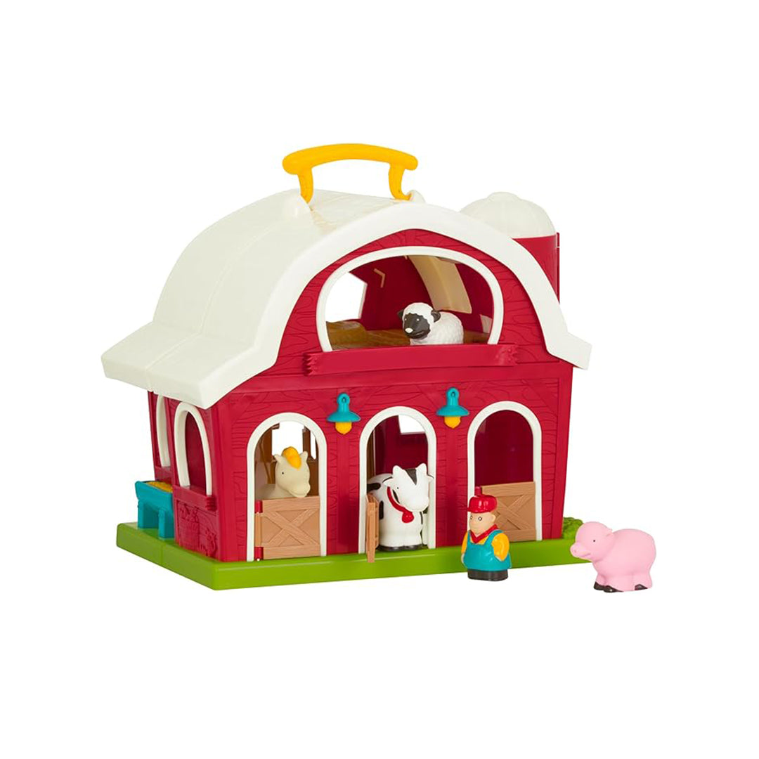 Battat Big Red Barn Farm Animal Playset - Foldable Barn Toy for Toddlers
