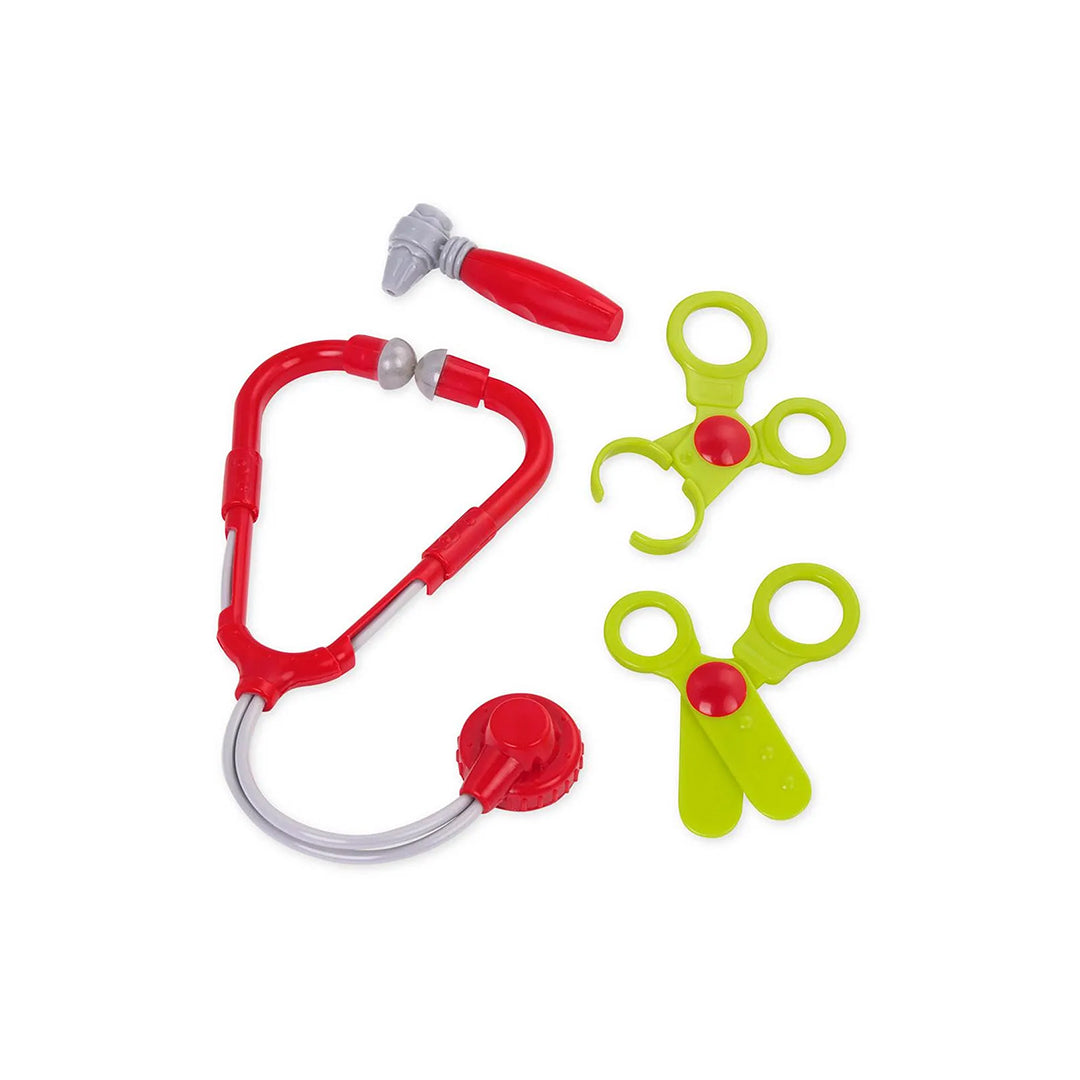 Close-up of the medical tools in the Battat Deluxe Doctor Kit