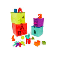 Battat Lock & Learn Activity Cubes -  Nesting Shape Sorter with Color-Coded Keys