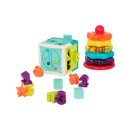 Battat Shape Sorter Cube & Stacking Rings - 2-in-1 Educational Toy for Toddlers