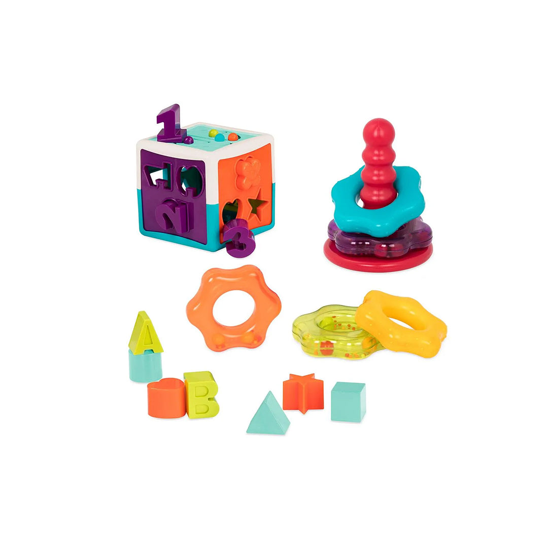 Battat Shape Sorter Cube & Stacking Rings - 2-in-1 Educational Toy for Toddlers