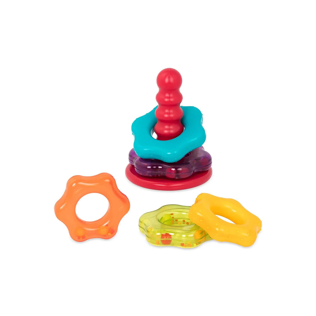 Battat Stacking Rings - Colorful and Beaded Baby Toy with Rattles